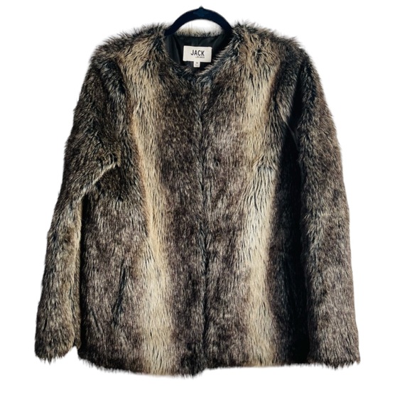 Jack by BB Dakota Caddy brown faux fur jacket coat size woman's medium casual - Picture 1 of 9